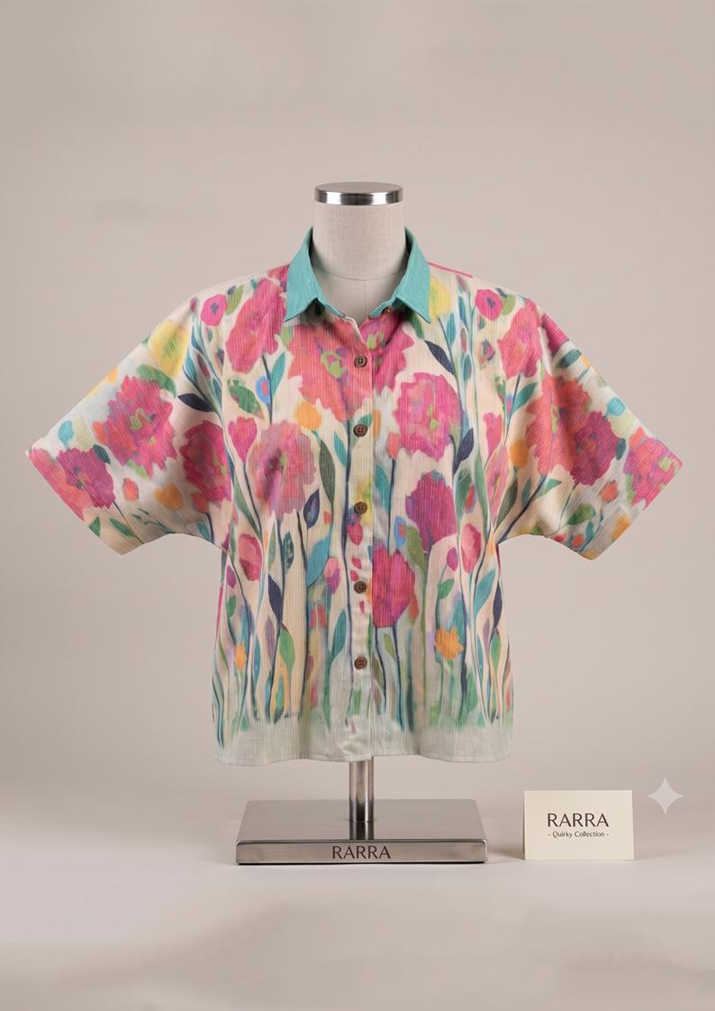 Floral Print Collar shirt