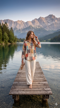 Peach Whimsical Cat Parade Tunic