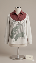 Rust & Ivory Nature-Inspired Print Tunic