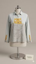 Playful Peekaboo Cat Striped Tunic
