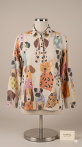 Ivory Quirky Canine Illustration Tunic