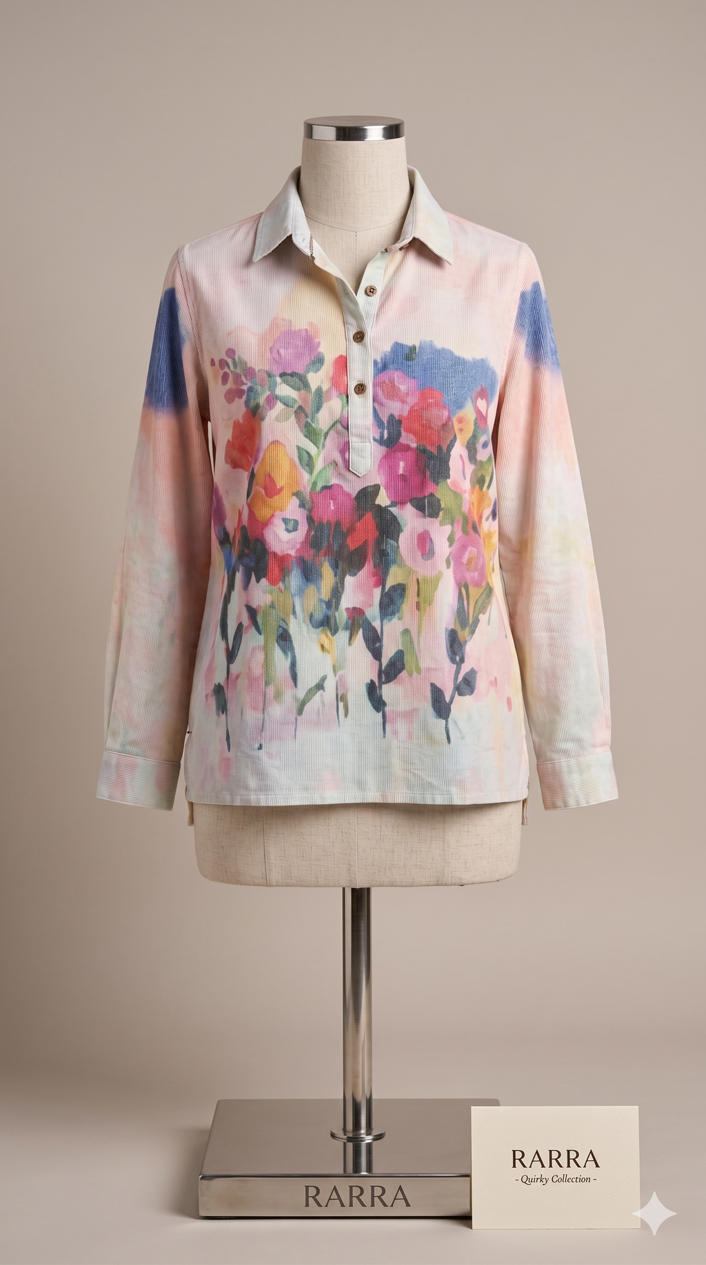 Ivory Base Multi-Colour Floral Print Casual Tunic