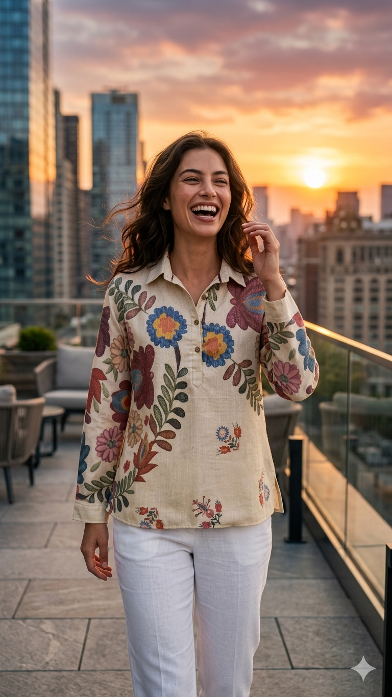 Ivory Bloom Floral Tunic