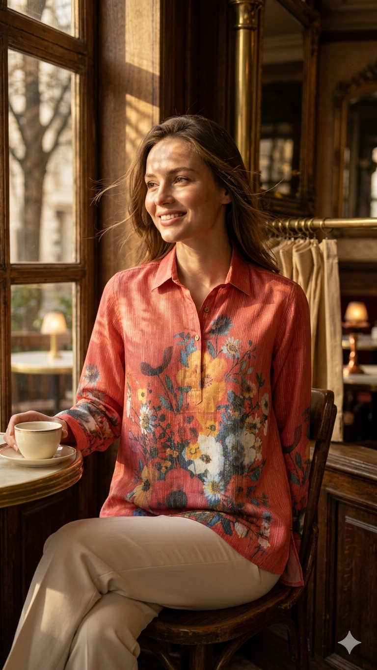 Coral Bloom Multicolor Floral Tunic