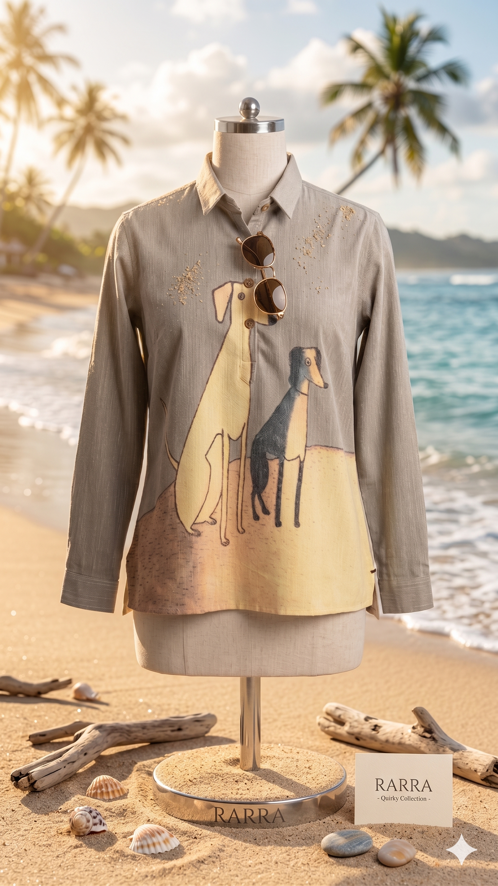 RARRA Dog Print Cotton Shirt for Women