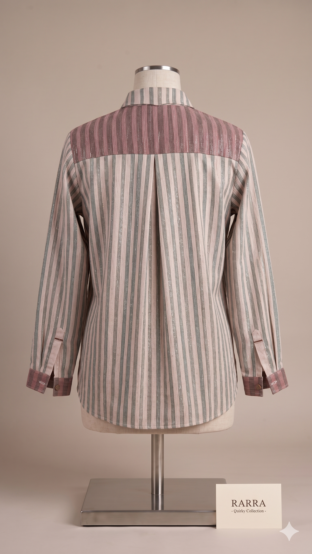 Mauve Striped Multi-Colour Floral Print Casual Tunic