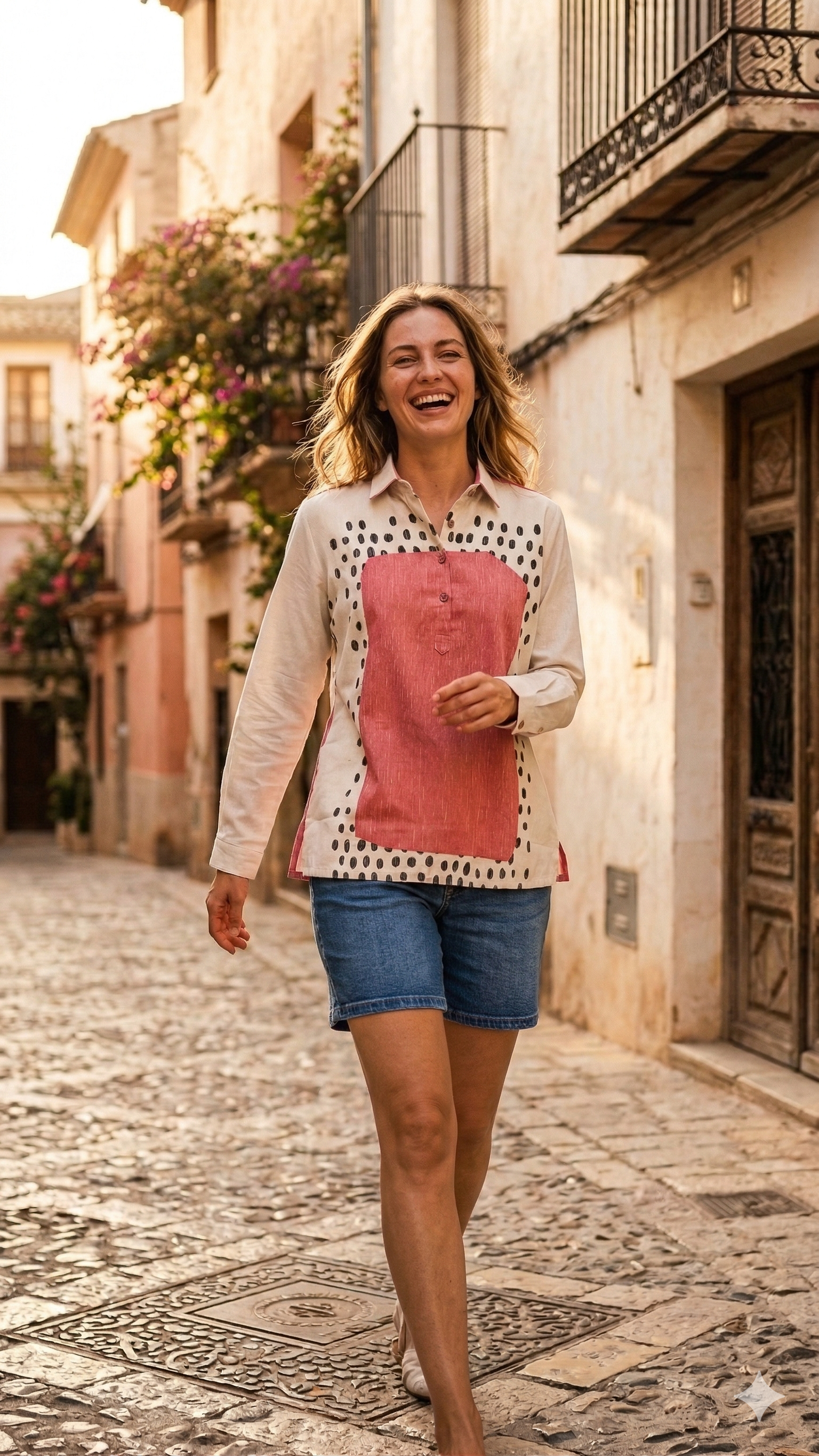Ivory & Blush Dotted Abstract Print Tunic
