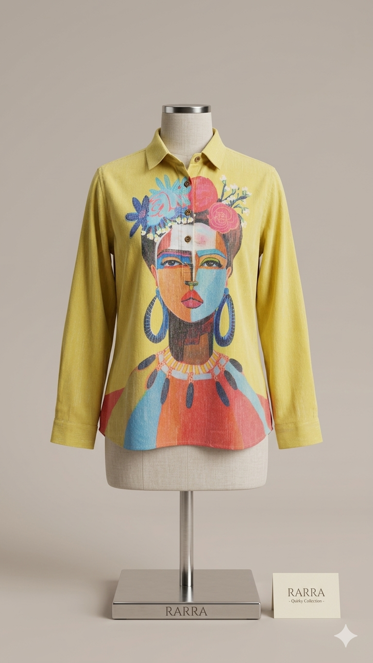 Vivid Yellow Abstract Art Tunic