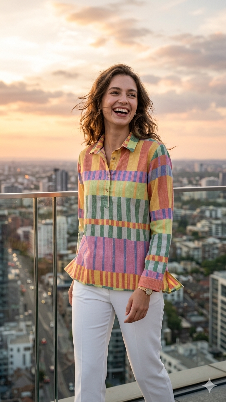 Mustard Multi-Colour Striped Casual Tunic