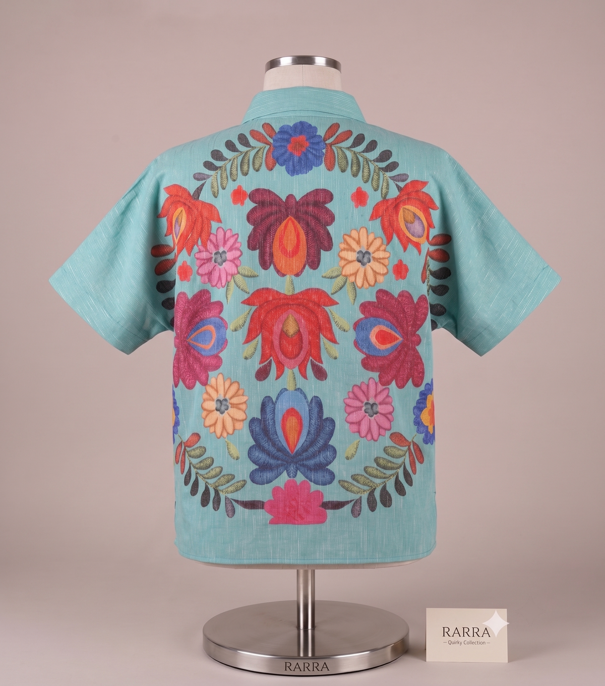 Aqua Bloom Floral Printed Relaxed Fit Shirt