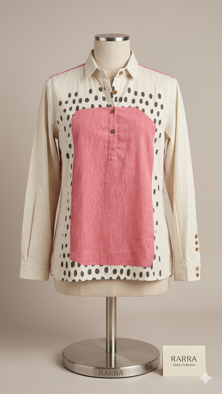 Ivory & Blush Dotted Abstract Print Tunic