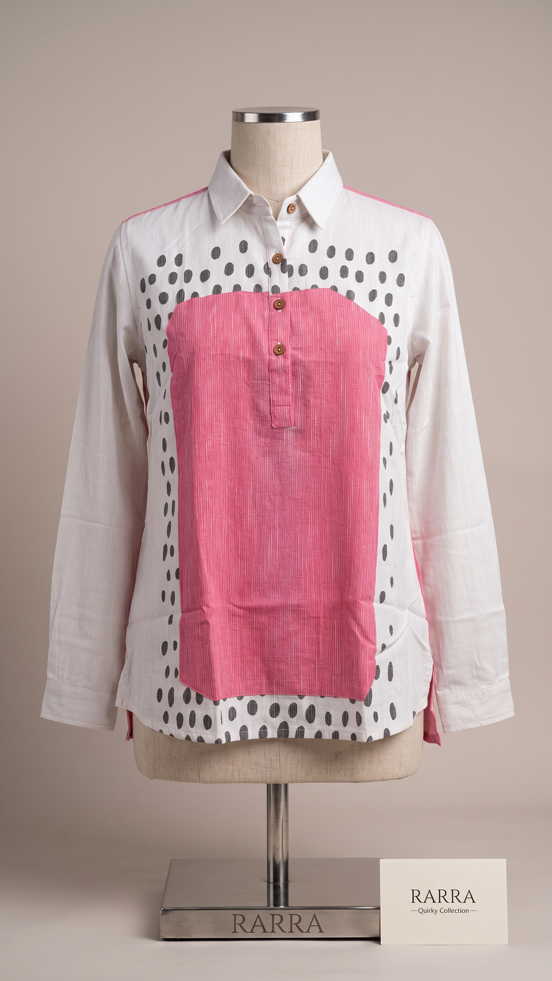 Ivory & Blush Dotted Abstract Print Tunic
