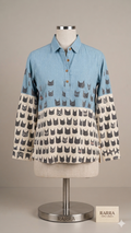 Sky Blue & Ivory Cat Print Casual Tunic