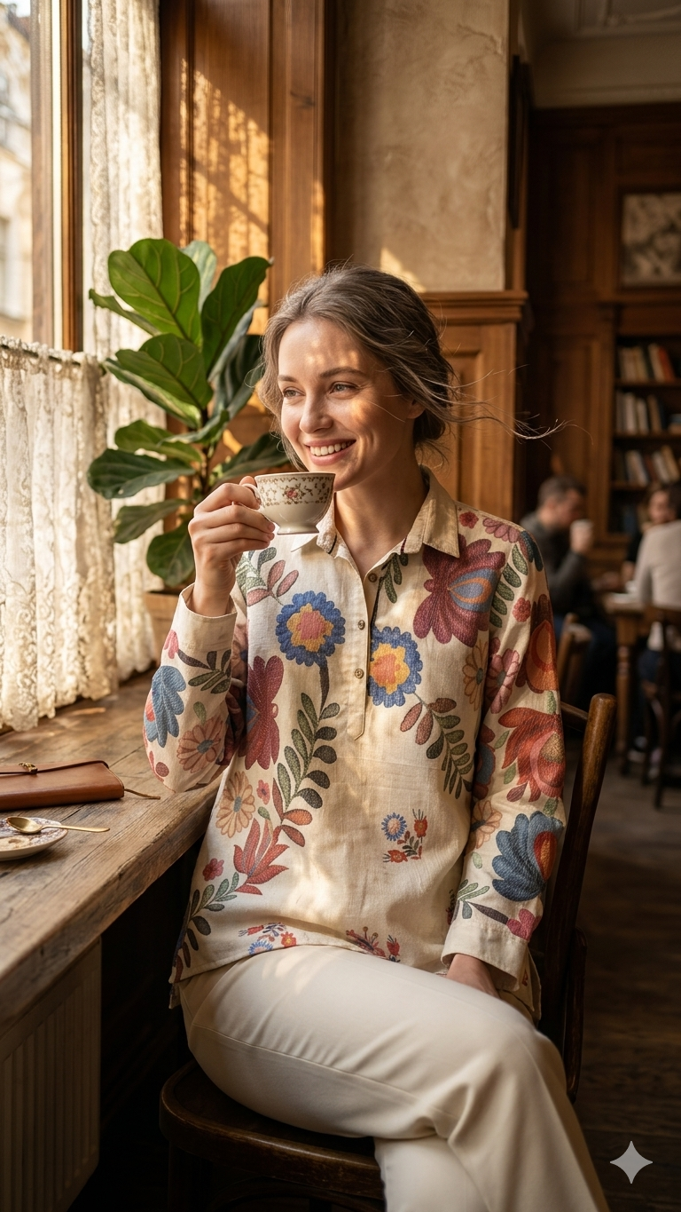 Ivory Bloom Floral Tunic