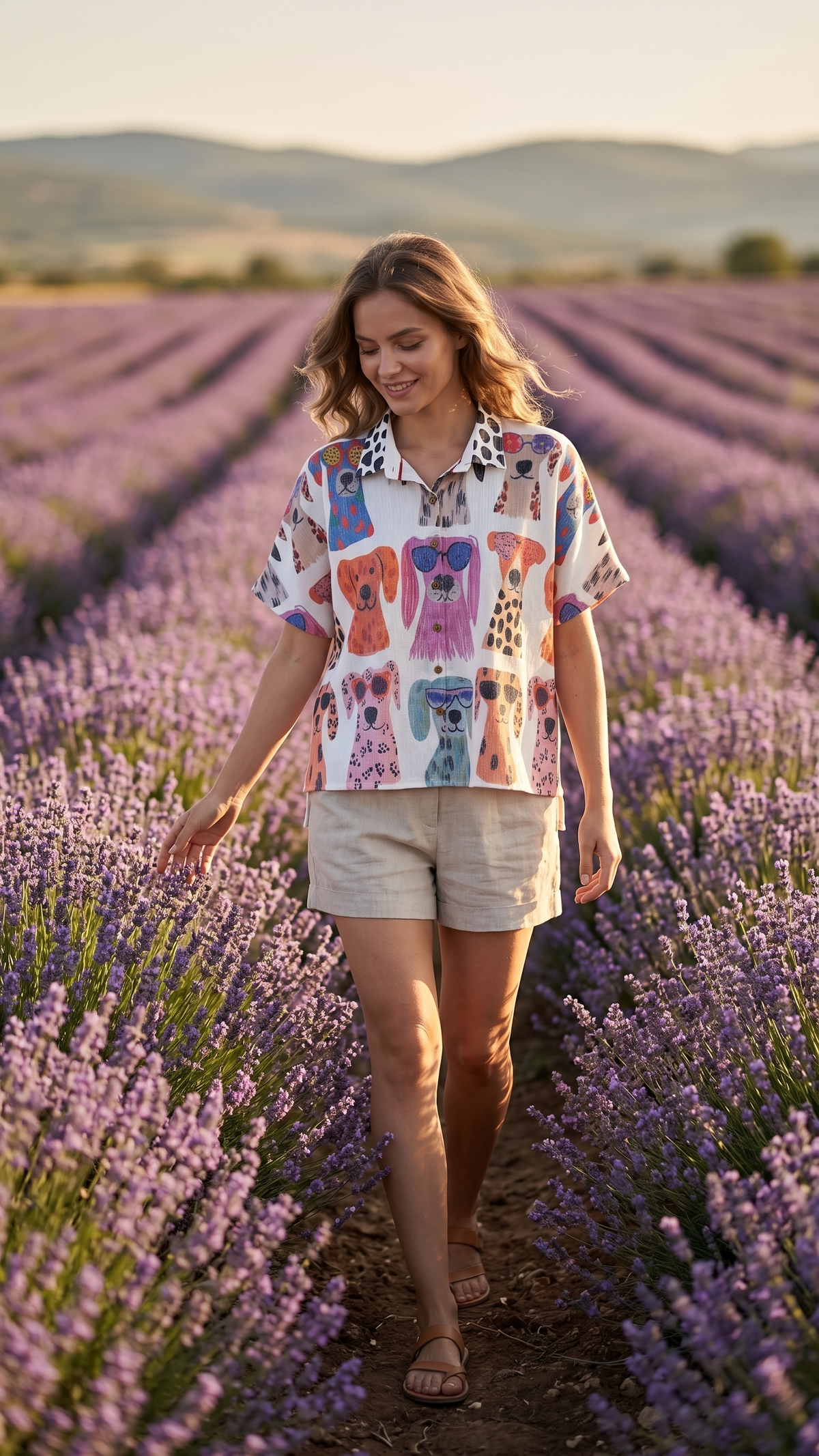 Colorful Dog Print shirt