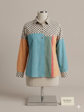 Teal Blue Signature Geometric Panel Tunic