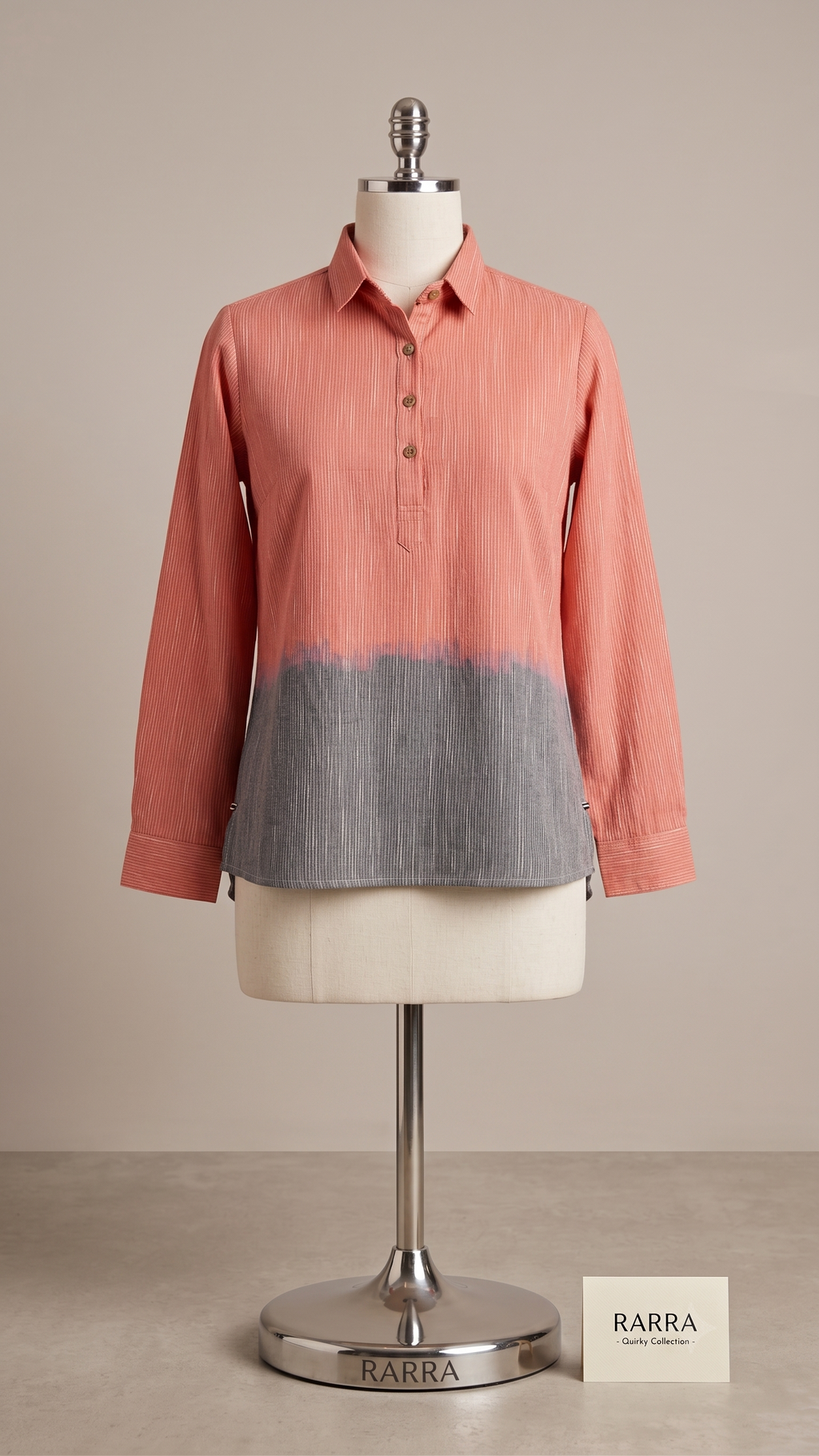 Dual-Tone Coral Sunset Ombre Tunic