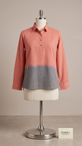 Dual-Tone Coral Sunset Ombre Tunic