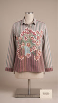 Mauve Striped Multi-Colour Floral Print Casual Tunic