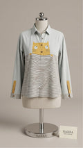 Playful Peekaboo Cat Striped Tunic