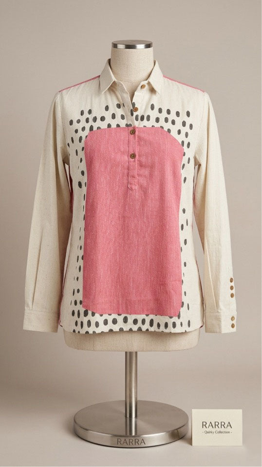 Ivory & Blush Dotted Abstract Print Tunic