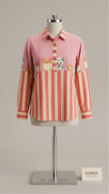 Women’s Pink Dog Print Striped Shirt