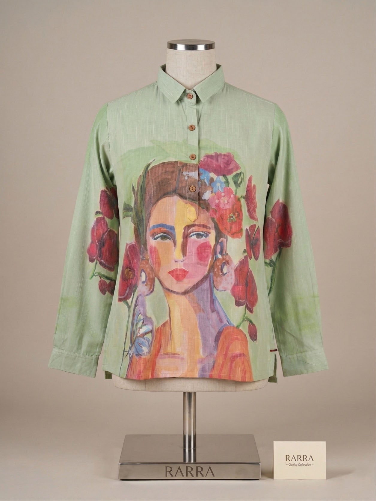 Pastel Green Portrait Print Tunic