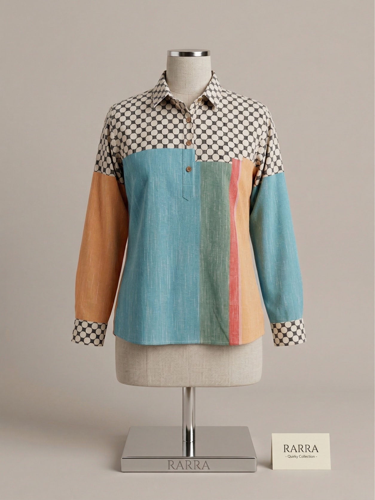 Teal Blue Signature Geometric Panel Tunic