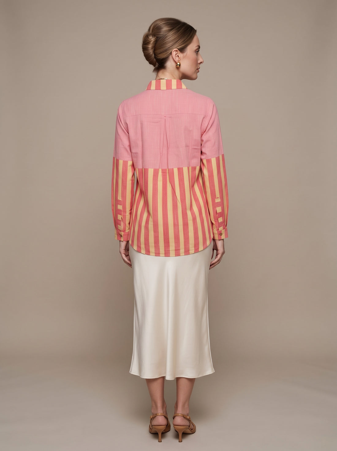 Women’s Pink Dog Print Striped Shirt