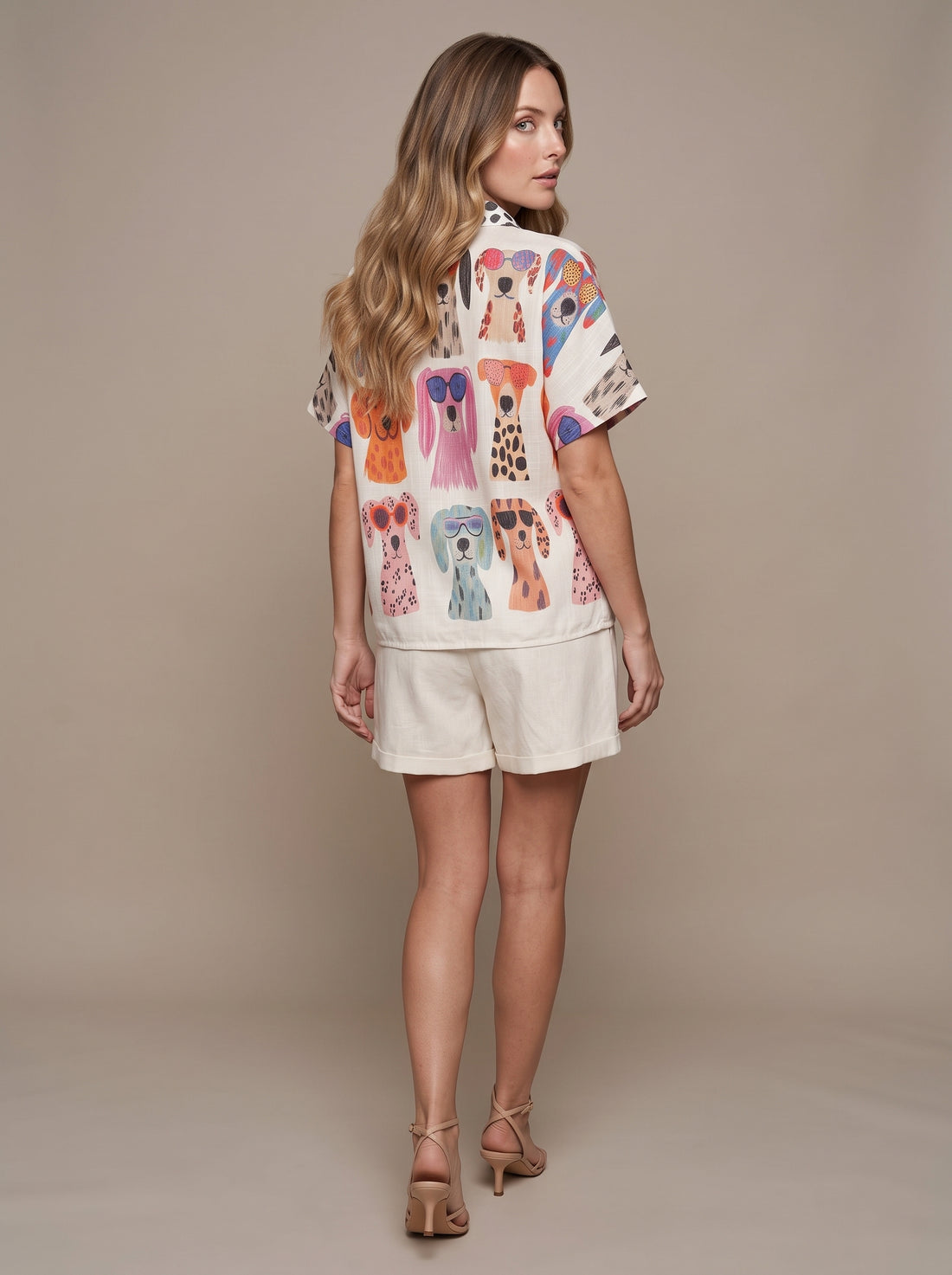 Colorful Dog Print shirt