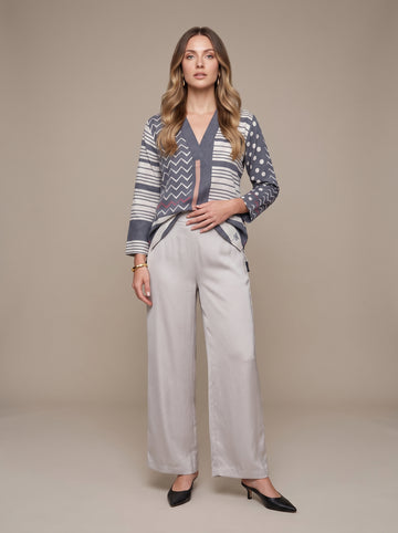 late Grey Chevron & Stripe Cotton Tunic