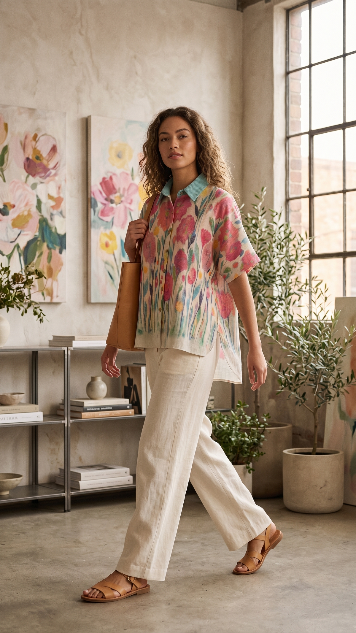 Floral Print Collar shirt