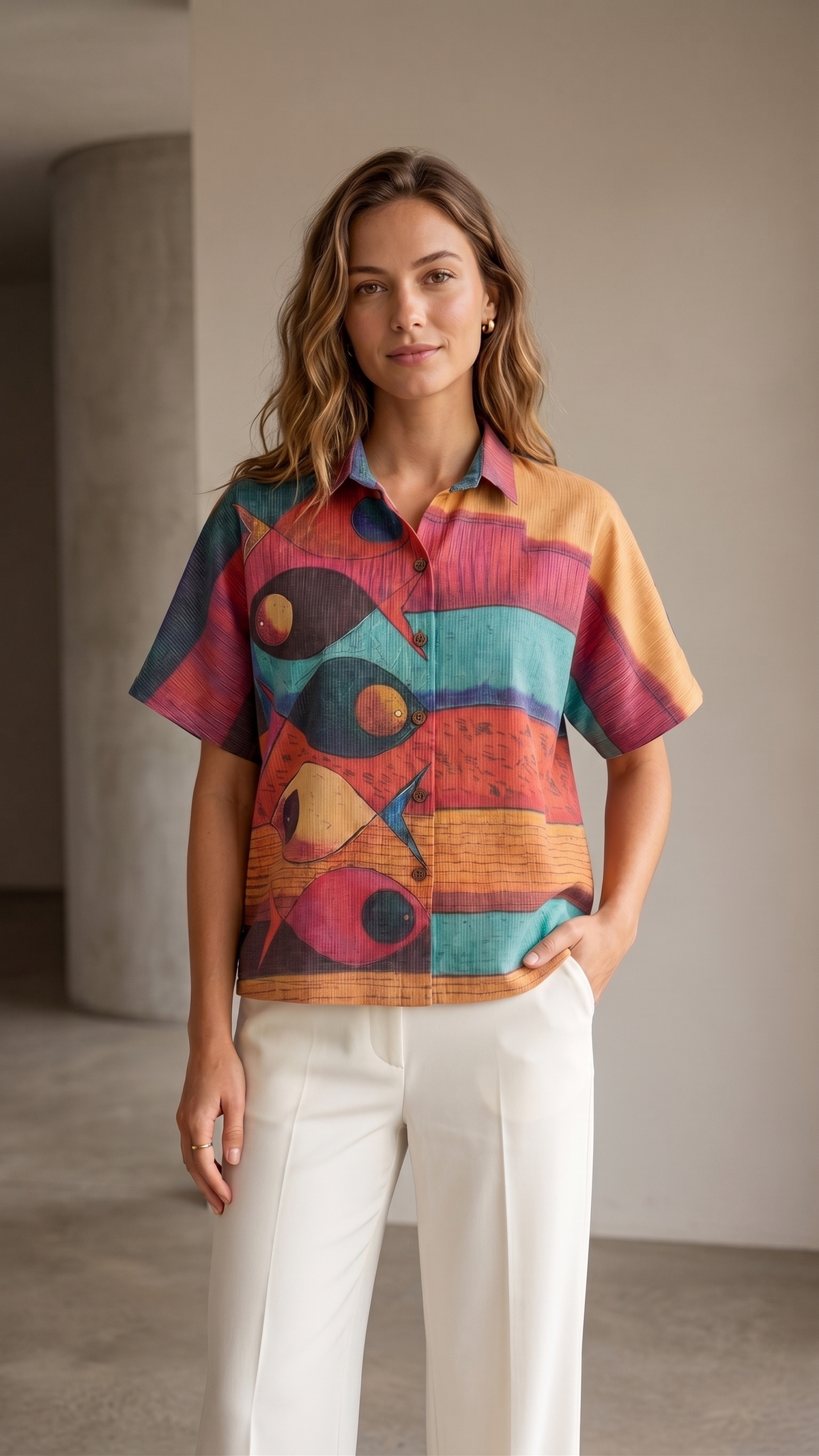 Multicolour Abstract Printed Relaxed-Fit Shirt
