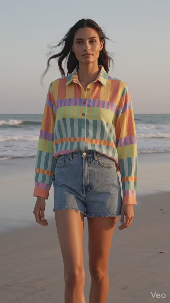 Mustard Multi-Colour Striped Casual Tunic